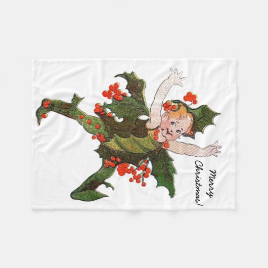 Holly Kerstklep kind Cute Funny Floral Fleece Deken (Voorkant (Horizontaal))