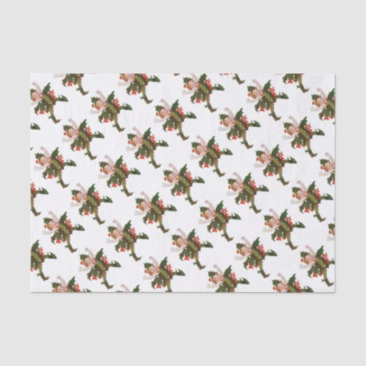 Holly Kerstklep kind Cute Funny Floral Tissuepapier (Voorkant)