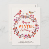 Holly Kerstkrans moderne elegante corporate Feestdagenkaart (Voorkant / Achterkant)