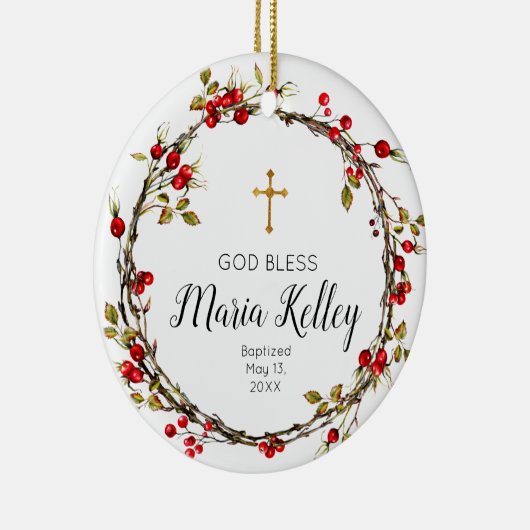 Holly Kerstmas Personalized Girl Baptism Ornament (Rechts)