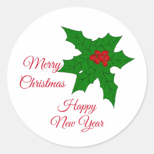 Holly Kerstmis Classic Round Sticker (Voorkant)