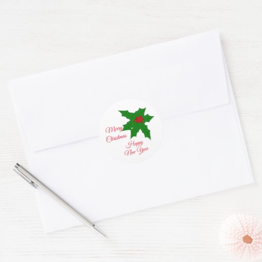 Holly Kerstmis Classic Round Sticker (Envelop)