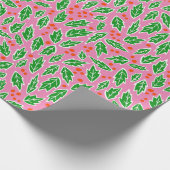 Holly Kerstmis Natuur Botanical Pattern Gift Cadeaupapier (Hoek)