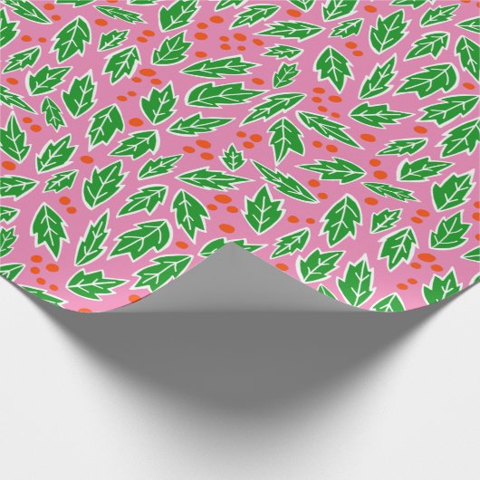 Holly Kerstmis Natuur Botanical Pattern Gift Cadeaupapier (Hoek)