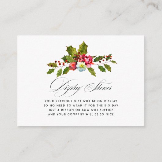 Holly Kerstmis Vrijgezellenfeest Display Shower Informatiekaartje (Voorkant)