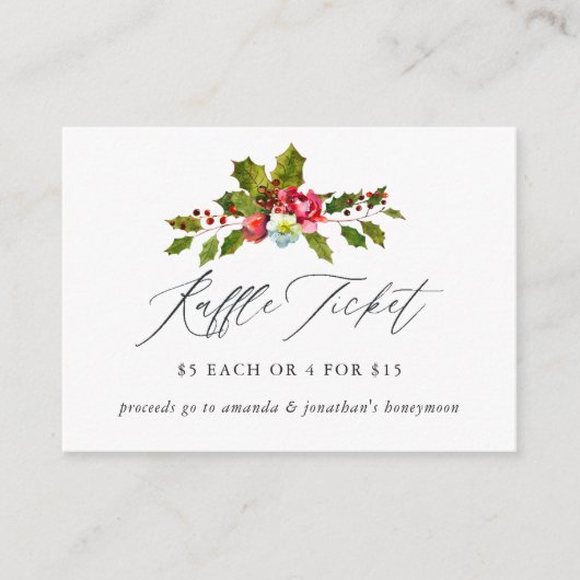 Holly Kerstmis Vrijgezellenfeest Raffle Ticket Informatiekaartje (Voorkant)