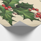 Holly kerstpapier cadeaupapier (Hoek)