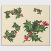 Holly kerstpapier cadeaupapier (Vlak)