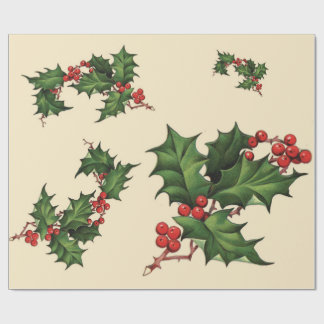 Holly kerstpapier cadeaupapier