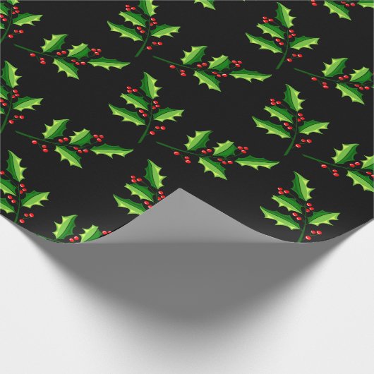 Holly kerstpapier cadeaupapier (Hoek)