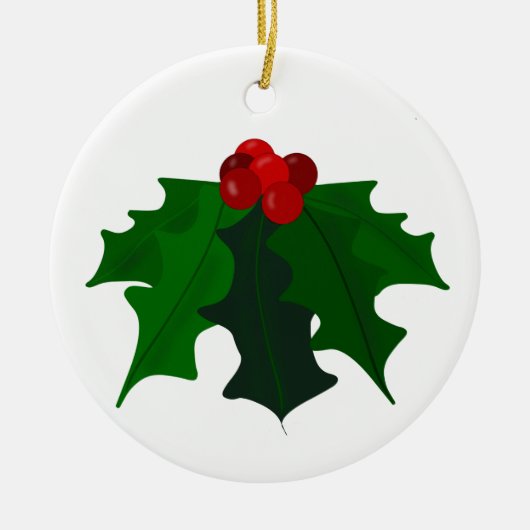 Holly Kerstversier Keramisch Ornament (Voorkant)