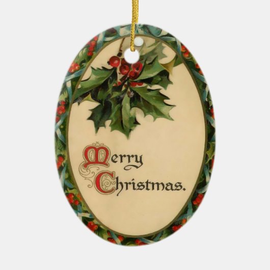  Holly Kerstversiering Keramisch Ornament (Voorkant)