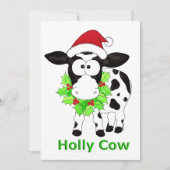 Holly Koe Kerst Feestdagenkaart (Voorkant)