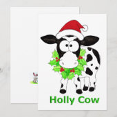 Holly Koe Kerst Feestdagenkaart (Voorkant / Achterkant)