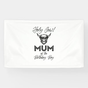 Holly Koe moeder van de verjaardagsjongen Highland Spandoek