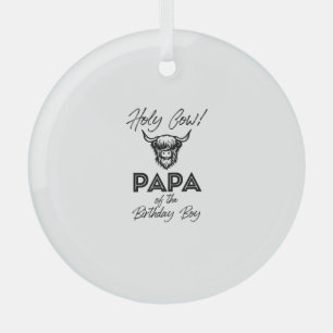 Holly Koe Papa van de verjaardag Boy Highland Koe Glas Ornament