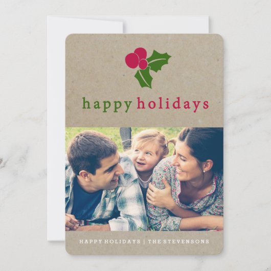  Holly Kraft Holiday-fotokaart Feestdagenkaart (Voorkant)