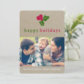  Holly Kraft Holiday-fotokaart Feestdagenkaart (Staand voorkant)