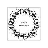 Holly krans + bessen aangepaste tekst/namen/monogr rubberstempel (Afrduk)