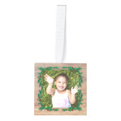 Holly Krans Ingelijste Houten Kubus Foto Ornament (Voorkant)