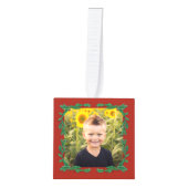 Holly Krans Ingelijste Kubus Foto Ornament (Voorkant)