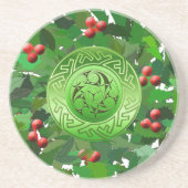 Holly Krans met Keltische Spiraal Zandsteen Onderzetter (Voorkant)