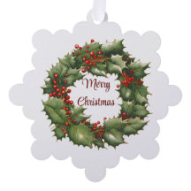 Holly krans papier Ornament Kaart