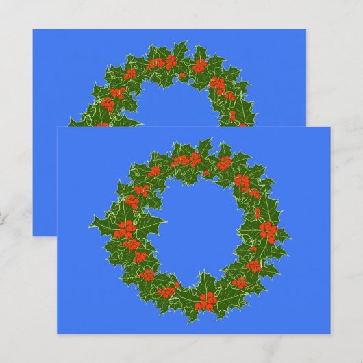 Holly krans & rode bessen voor Kerstmis Briefkaart (Voorkant / Achterkant)