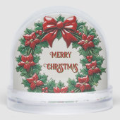 Holly Krans Rood Lint Klantwaardering Gift Sneeuwbol (Voorkant)