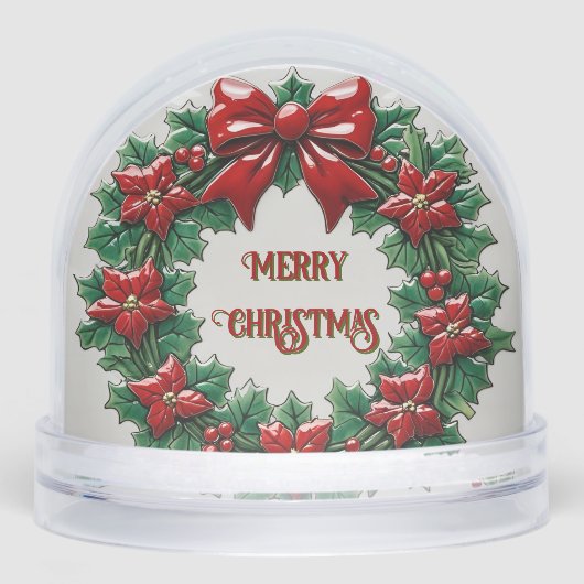 Holly Krans Rood Lint Klantwaardering Gift Sneeuwbol (Voorkant)