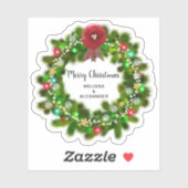 Holly krans tak Merry Kerstmis envelop zegels Sticker (Vel)