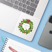 Holly krans tak Merry Kerstmis envelop zegels Sticker (Laptop met iPhone)