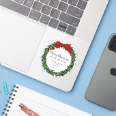 Holly krans tak Merry Kerstmis envelop zegels Sticker (Laptop met iPhone)