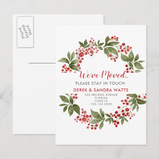 Holly krans we hebben bewegende aankondigingen ver aankondigingskaart (Voorkant / Achterkant)