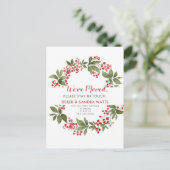 Holly krans we hebben bewegende aankondigingen ver aankondigingskaart (Staand voorkant)