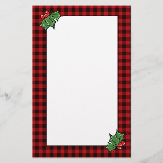 Holly laat bessen klassieke rode buffel plaid briefpapier (Voorkant)