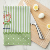 Holly laat bessen strepen kerst theedoek (Quarter Fold)