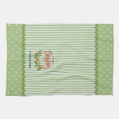 Holly laat bessen strepen kerst theedoek (Horizontaal)