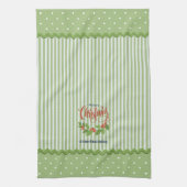 Holly laat bessen strepen kerst theedoek (Verticaal)