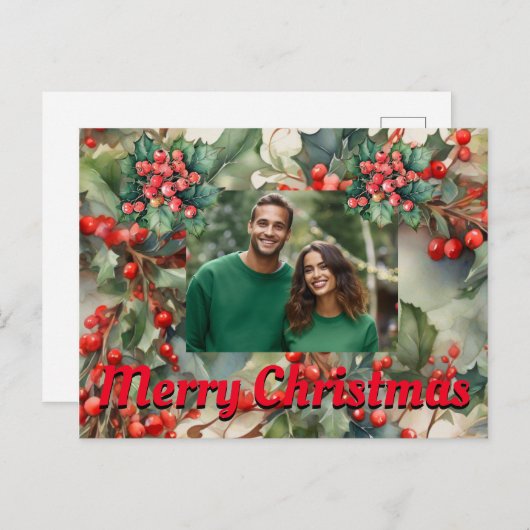  Holly laat Holly bessen achter Feestdagenkaart (Voorkant / Achterkant)