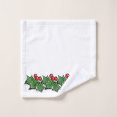 Holly laat Holly bessen Kerstslinger Bad Handdoek (Wasdoekje)
