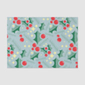 Holly laat rode bessen sterren kerst patroon tissuepapier (Voorkant)