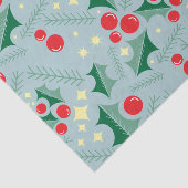 Holly laat rode bessen sterren kerst patroon tissuepapier (Detail)