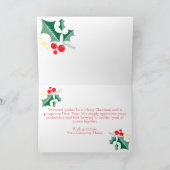 Holly laat rode bessen sterren zakelijke kerst kaart (Binnen)