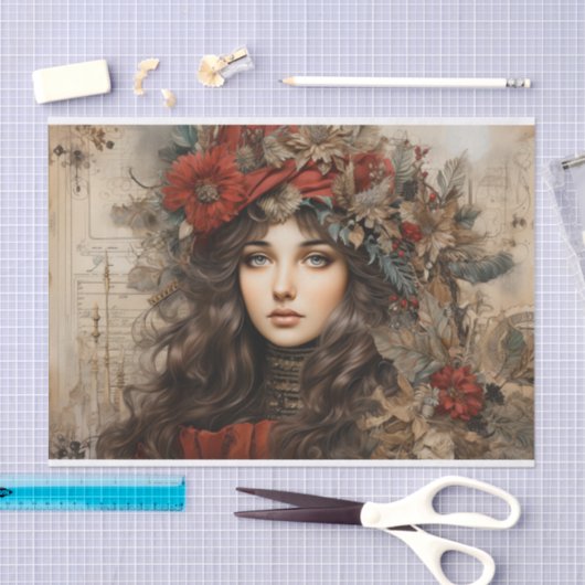  Holly Lady Decoupage Tissuepapier (Craft)