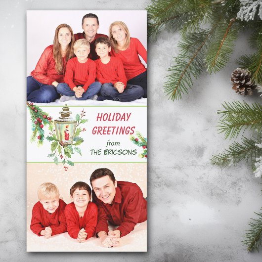 Holly Lantern Christmas Feestdagenkaart