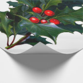 Holly Leaf Berry Kerstfeestdag Cadeaupapier (Hoek)