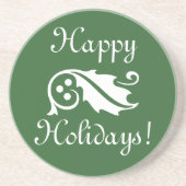 Holly leaf en berries Kerstdrankenkust Zandsteen Onderzetter (Voorkant)