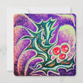 Holly Leaf en Berry Kleurrijk Feestdagenkaart (Voorkant)