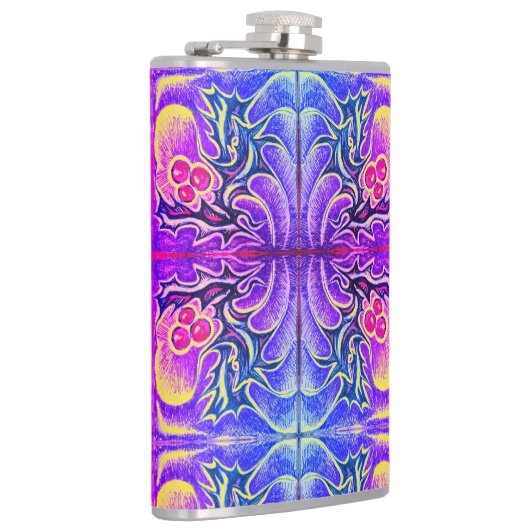 Holly Leaf en Berry Kleurrijk Heupfles (Rechts)